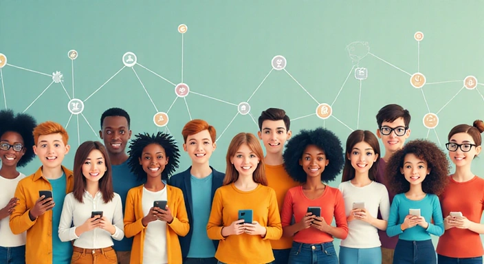 People connecting on social media